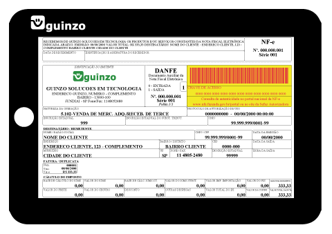 Tela Impressão DANFE indicando onde fica a chave de acesso de uma NFE