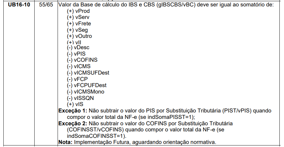 Base de cálculo do IBS e CBS (gIBSCBS/vBC)